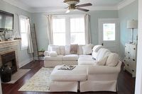 What I love about Sea Salt (SW 6204), by Sherwin-Williams, is that it is a chameleon of a color. It’s blue, gray, and green, all at the same time. This means, it presents itself differently, depending on the room lighting and surroundings. Here are some examples.