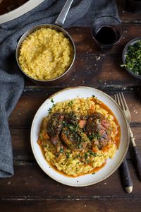 Drizzle and Dip osso bucco with risotto milanese