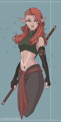 Chara Design: Elf Fighter, Ayslinn Serathia on ArtStation at https://www.artstation.com/artwork/JldnRR