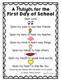 A Prayer for the First Day of School - FREE Printable - Happy Home Fairy