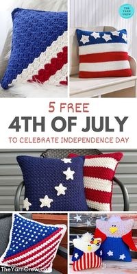 Add a touch of patriotism to your space with these patriotic crochet pillows. Perfect for any patriotic holiday or everyday display. Curated by The Yarn Crew.