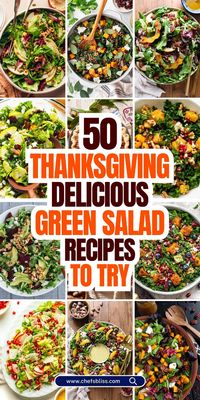 Thanksgiving is known for its hearty main dishes and decadent desserts, but a vibrant green salad can be the perfect complement to your holiday feast. Adding a fresh and colorful salad not only enhances the table's presentation but also balances out the richness of traditional dishes. With these 50+ Thanksgiving green salad recipes, you can explore a variety of flavor combinations, textures, and seasonal ingredients that will delight your guests and make your meal even more memorable. From tangy vinaigrettes to crunchy toppings, these salads will bring a refreshing touch to your Thanksgiving spread!