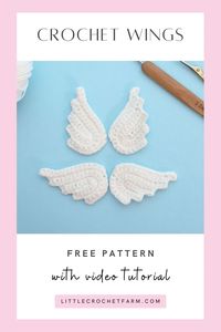 Easy crochet Wings applique free pattern