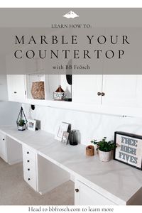 This technique is SO fun and SO easy to do! Learn how to paint and marble your countertop with BB Frösch for UNDER $20!