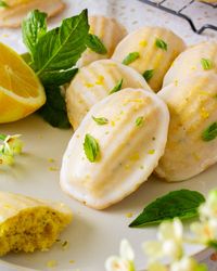 Fluffy and moist madeleines baked with lemon, olive oil, cornmeal, and basil then topped with a basil infused lemon glaze! This is a great recipe for those who love zingy lemon flavored desserts!   #madeleines #madeleinesrecipe #lemonmadeleines #lemonmadeleinesrecipe #lemonmadeleinesphotography #lemondesserts #lemondessertrecipes #lemoncake #lemoncakerecipes #lemonoliveoil #lemonoliveoilcake #teapastries #teapartyfood #teapartyfingerfoods #springdesserts #mothersday #mothersdaycake #mothersdayrecipes #mothersdaytreats #mothersdaydesserts #oliveoilcake #oliveoilrecipes