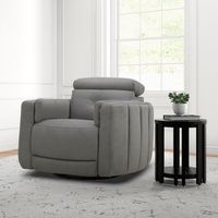 Aiden & Ivy Fabric Swivel Glider Power Recliner with Power Headrest