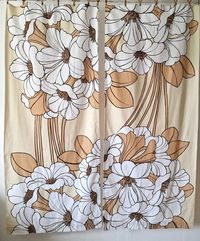 Vintage Set of 2 Beige White Brown Floral Narrow Curtains // Cotton Flower Print Panels // Scandinavian Retro Home Decor // 60s 70s Home - Etsy