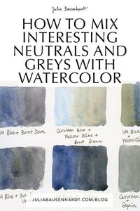 There are a few different ways you can mix neutral colors. You can get interesting greys and browns with just the slightest hint of their base colors by adding complementary colors together, or simply use the muddy parts on your palette to add neutral areas. Other possibilities are using premixed greys (there are a couple useful ones), or using a single pigment grey.