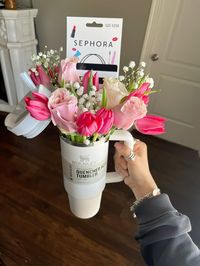 Stanley cup flower bouquet birthday gift