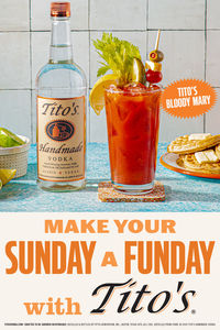 The best brunches include a Tito’s Handmade Vodka Bloody Mary. Savory, spicy, and with enough garnishes to hold you over ‘til that stack of pancakes hits the table. Simple, smooth, and naturally gluten-free. Here’s to fighting the Sunday scaries with Tito’s.