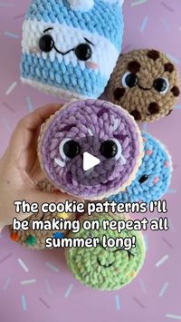 Amigurumi Crochet Patterns by Anna on Instagram: "These two cookie patterns can be made in so many options that you won’t get bored all summer long!   My Chocolate Chip cookie patterns are already in my shops ready for you to whip up your favorite flavor combinations.   The Frosted Sugar Cookies will be available Friday, June 21st!   Also, did you spy the most perfect companion to these adorable cookies?? 🍪🥛  #chocolatechipcookies #frostedsugarcookies #crochetersofinstagram #newpattern #comingsoon #crochetcookies #crochetfood #cookiesandmilk"