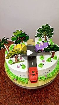 @roshan_cake_chef on Instagram: "car theme cake design decoration video #reels #cake  #cakethemecake  #roadcake #cakedecorating #car #cakedesign #viralreels #trending #Cakemaking"