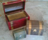 Wooden spray painted treasure chests.  Aaargh, matey!