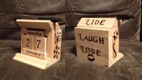 'Live, Laugh, Love' wood burnt block perpetual calendar