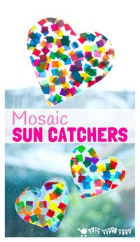 HEART SUNCATCHER MOSAICS for kids look gorgeous! Pretty, colourful and easily adaptable for kids of all ages.You'll love having these on your window.