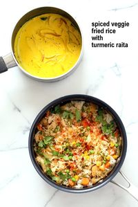 Masala Fried Rice with Turmeric Onion Raita - Vegan Richa