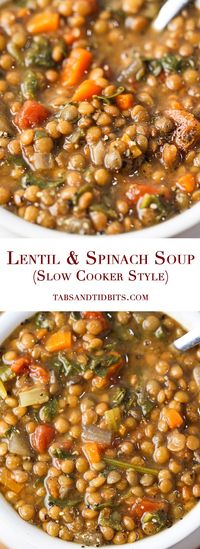 Lentil & Spinach Soup (Slow Cooker Style) | Tabs & Tidbits