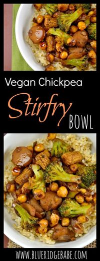 Satisfy your takeout cravings the healthy way with this roasted chickpea vegan stirfry bowl!