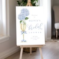 This beautiful design features blue hydrangea blooms and your custom text.  Use the template form to add your information.