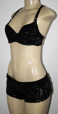 black sequin boyshorts & bra dance costume