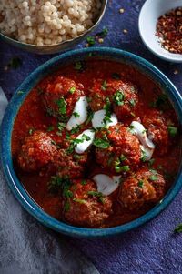 Slow Cooker Moroccan Beef Meatballs - slow cooked for 8 hours, infused with a spice bomb of cumin, coriander, sweet paprika, cinnamon, ginger, garlic and onion that will melt in your mouth and leave you wanting more. #Meatballs #SlowCooker #HealthyComfortFood #MoroccanFood #BeefMeatballs #CleanEating www.mysugarfreekitchen.com