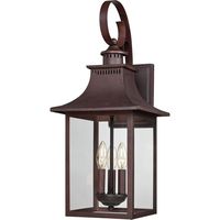 This outdoor group gives you the historic look of lighting from the 19th Century. It features a Copper Bronze finish and will adorn your home with its charming style to make it the best on the block. Shade Included. Outdoor Mounting Direction: Up Cord Length: 72.00 Assembly Required: Yes Back Plate Height: 7.50 Back Plate Width: 5.50 Bulb Shape: B10 Dimable: Yes Shade Included: Yes