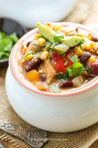 Slow Cooker Chicken Chili is the perfect weeknight meal loaded with chicken, peppers & beans. With this versatile recipe you can sub in cooked ground chicken and add all the veggies you'd like. Simply add the ingredients and let your crockpot do the rest.