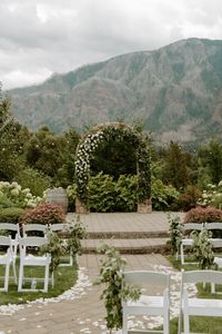 outdoor whimsical ceremony at cape horn estate wedding