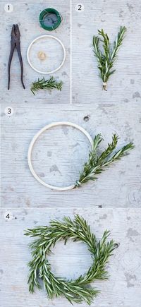 Easy DIY Rosemary wreath take only takes 5min to make and only involves 3 easy steps - the perfect Christmas DIY project