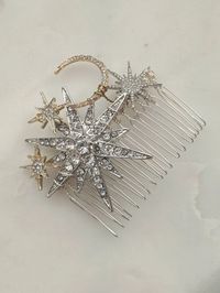 Silver and Gold Bridal Hair Comb Celestial Bridal Hair Comb - Etsy