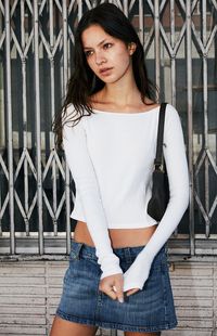 John Galt White Mayson Off-The-Shoulder Long Sleeve Top | PacSun