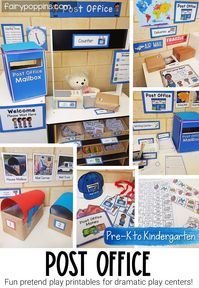 This post office dramatic play center comes in a blue post office AND red post office version. It's great for a community helper theme. #postofficedramaticplay #postofficepretendplay #bluepostoffice #redpostoffice #postofficeplay #writingcenter #writingcentre #communityhelper #communityhelpers #communityhelperactivities #pretendplay #dramaticplaycenter #pretendplaycenter #preschool #prek #kindergarten