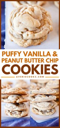 Puffy Peanut Butter Chip Cookies - Averie Cooks