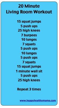 20 minute living room workout! This is a great workout!! Beat the heat!