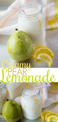 This creamy pear lemonade is the perfect summer time beverage.