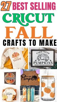 Here are trending Fall Cricut projects to make and sell. From trending fall t-shirts and tumblers to home decor items like doormats and signs, these are tons of DIY crafts ideas to make with your Cricut machine. These include Thanksgiving Cricut projects that you can make for yoursel, gifts or to sell for profit!