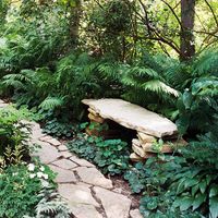 stacked stone bench ~ great idea