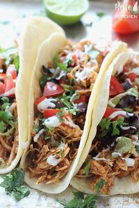 One of my favorite easy, slow cooker meals! Cilantro Lime Chicken Tacos made in the crockpot. And the ingredients are just dump and go!