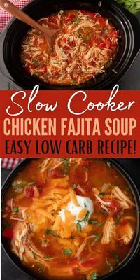 Crock Pot Chicken Fajita Soup is easy to make and is so delicious! This Crock Pot Chicken Fajita Soup is Keto Friendly and low carb too! The entire family will love this simple slow cooker chicken fajita soup recipe that is packed with flavor too! #eatingonadime #souprecipes #crockpotrecipes #lowcarbrecipes #ketorecipes #chickenrecipes