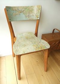 Decoupaged map chair. #DIY #decor