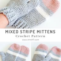 Mixed Stripe Mittens Crochet Pattern - Stitch11