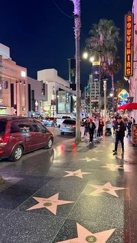 los angeles, L.A., la, california, southern california, aesthetic, hollywood, hollywood walk of fame, night aesthetic, city night, city aesthetic