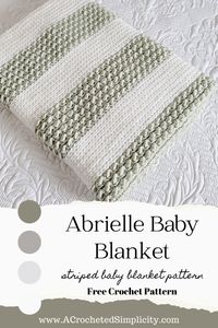 Learn how to make a modern crochet baby blanket pattern. Crocheted baby blankets make great heirloom gifts. This easy crochet baby blanket uses two different stitch patterns and two colors of yarn and is beginner friendly.