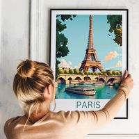 Paris France Midday Illustration Poster Eiffel Tower Art Print Parisian Cityscape French Landmark Unique Gift for Explorer Scene Travel Deco - Etsy UK