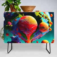 A true statement maker. Our versatile mid-century modern inspired credenzas are great for use as TV stands, armoires, bars, office cabinets or the perfect complement to your bedroom set. The vibrant art printed on the doors will make your piece pop in any setting. Available in a warm, natural birch or a premium walnut finish.
#credenza #schrank #zappwaits #planetary