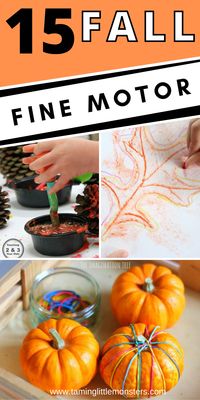 Develop fine motor skills this Autumn with these 15 Fall fine motor activities for kids. Toddlers, preschoolers and kindergartners will love these fun and easy Fall play ideas. #fall #autumn #finemotor #toddlers #preschool #kindergarten