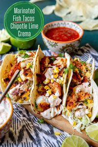 Lightly marinated tilapia is pan fried and served in tortillas with a chipotle lime crema. Really delicious and easy fish tacos!