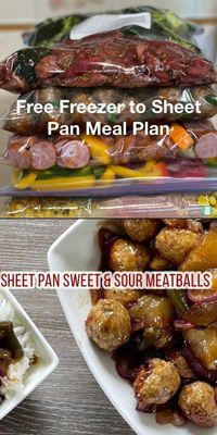 Make 10 meals in less than an hour with this free freezer to sheet pan meal plan. The plan includes the recipes, prep list, shopping list, and printable labels. #freezermeals101 #sheetpanmeals #freezermeals