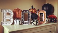 Pumpkins and Heidi Swapp marquee letters Halloween decor