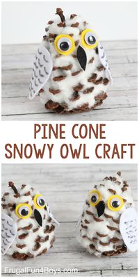 Adorable Pine Cone Snowy Owl Craft for Kids - Frugal Fun For Boys and Girls